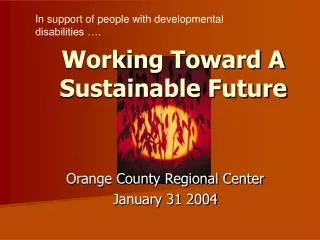 Working Toward A Sustainable Future
