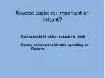 Reverse Logistics: Important or Irritant?