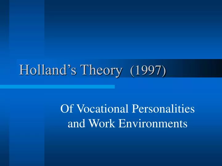 holland s theory 1997