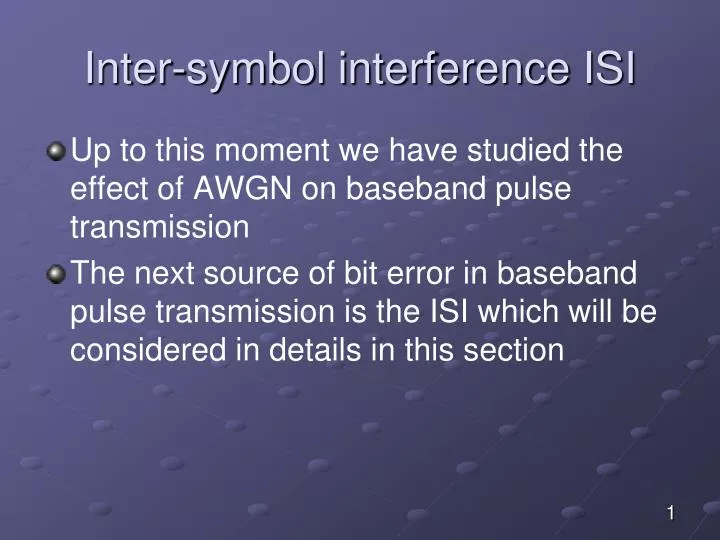 inter symbol interference isi