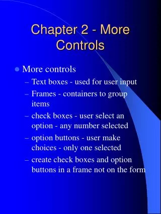 Chapter 2 - More Controls
