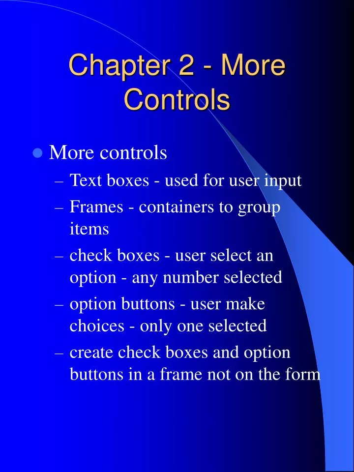 chapter 2 more controls