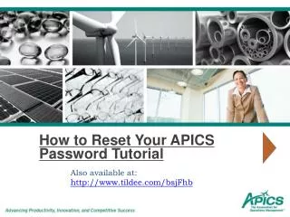 How to Reset Your APICS Password Tutorial