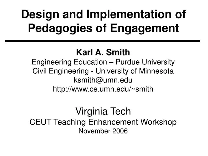 design and implementation of pedagogies of engagement