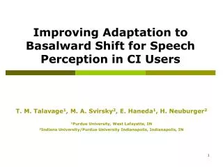 Improving Adaptation to Basalward Shift for Speech Perception in CI Users
