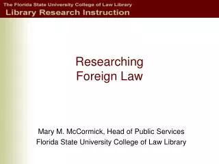 Researching Foreign Law