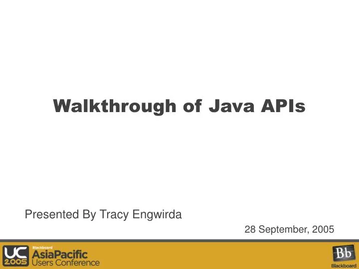 walkthrough of java apis