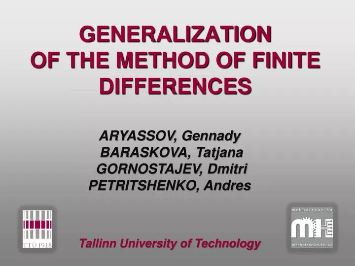 generalization of the method of finit e differences