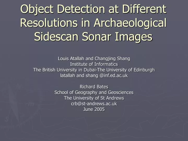 object detection at different resolutions in archaeological sidescan sonar images