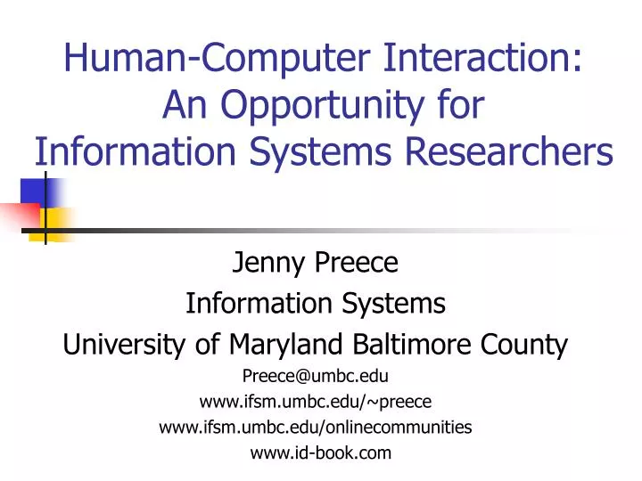 human computer interaction an opportunity for information systems researchers