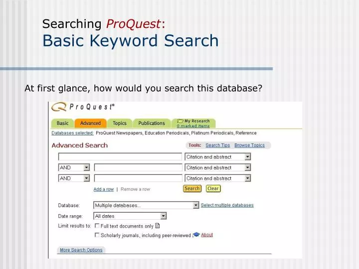 searching proquest basic keyword search