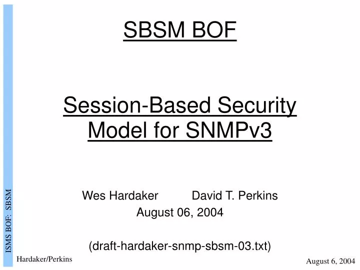 sbsm bof session based security model for snmpv3