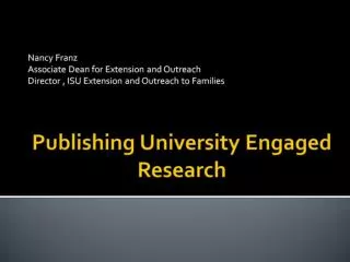 Publishing University Engaged Research