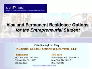Visa and Permanent Residence Options for the Entrepreneurial Student