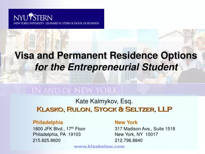visa and permanent residence options for the entrepreneurial student