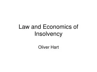 Law and Economics of Insolvency