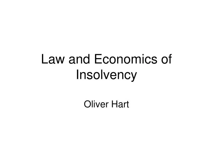 law and economics of insolvency