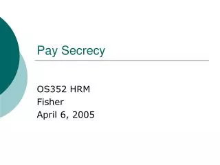 Pay Secrecy