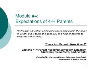 Module #4: Expectations of 4-H Parents