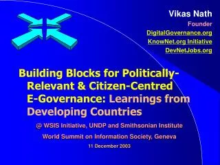 Vikas Nath Founder DigitalGovernance KnowNet Initiative DevNetJobs