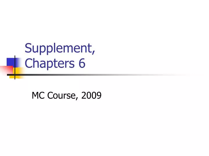 supplement chapters 6