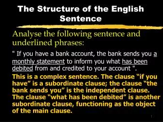The Structure of the English Sentence