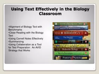 Using Text Effectively in the Biology Classroom