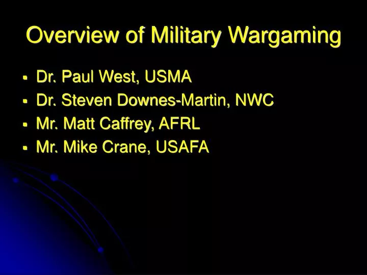overview of military wargaming
