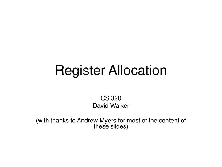 register allocation