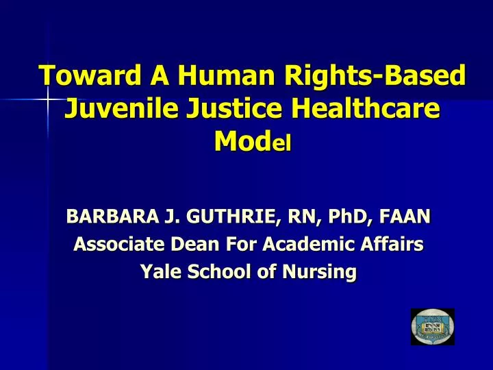 toward a human rights based juvenile justice healthcare mod el