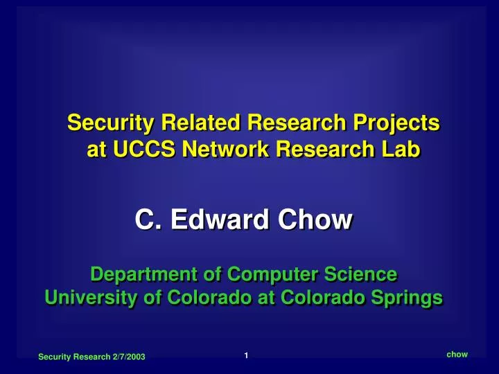 security related research projects at uccs network research lab