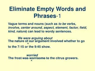 Eliminate Empty Words and Phrases -1