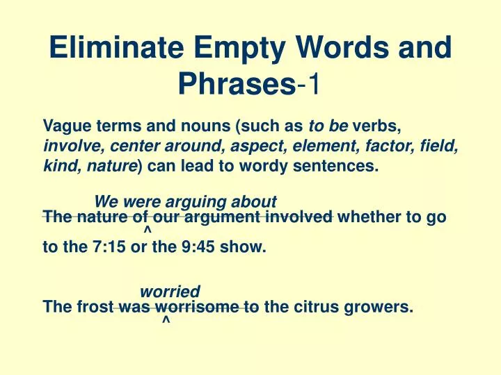 eliminate empty words and phrases 1