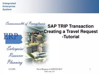 SAP TRIP Transaction Creating a Travel Request -Tutorial