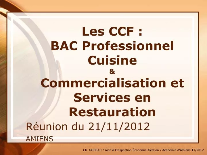les ccf bac professionnel cuisine commercialisation et services en restauration