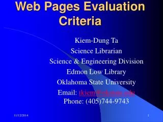 Web Pages Evaluation Criteria