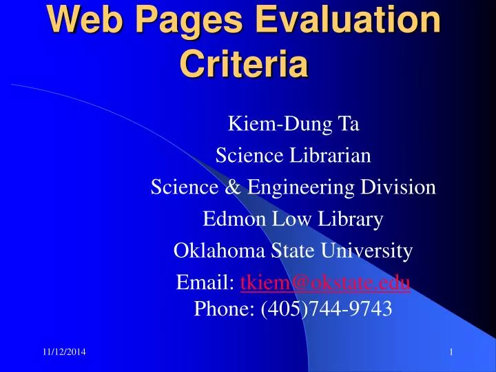web pages evaluation criteria