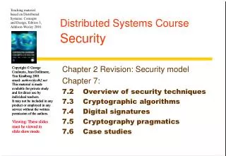 Distributed Systems Course Security