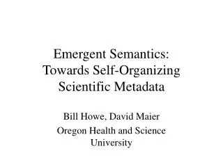 Emergent Semantics: Towards Self-Organizing Scientific Metadata