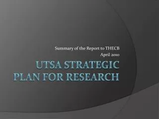 UTSA Strategic Plan for Research
