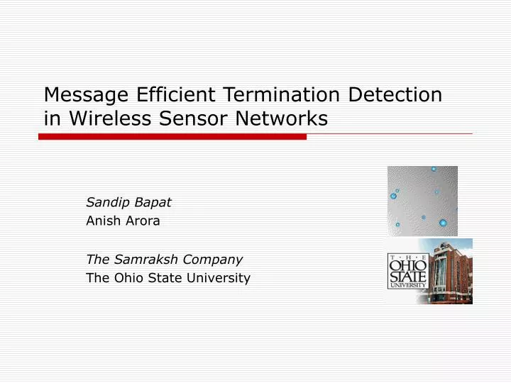 message efficient termination detection in wireless sensor networks