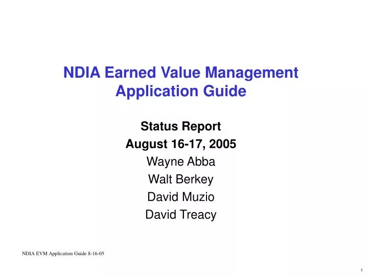 ndia earned value management application guide