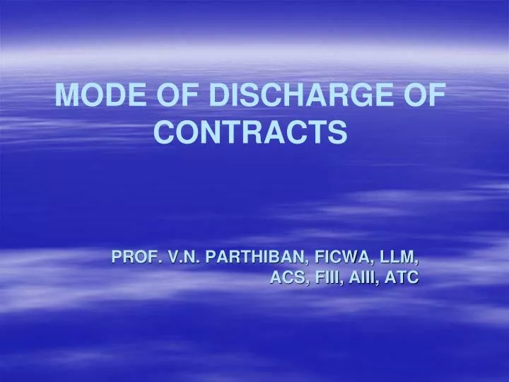 mode of discharge of contracts