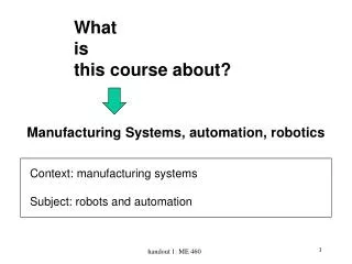 Manufacturing Systems, automation, robotics