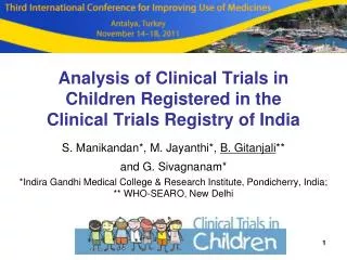 Analysis of Clinical Trials in Children Registered in the Clinical Trials Registry of India