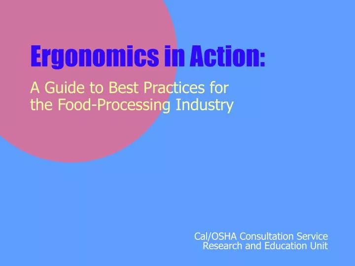ergonomics in action a guide to best practices for the food processing industry
