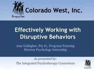 Effectively Working with Disruptive Behaviors