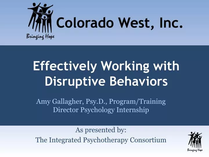 effectively working with disruptive behaviors