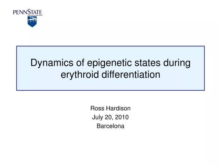 dynamics of epigenetic states during erythroid differentiation