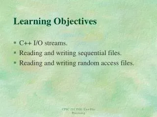 Learning Objectives